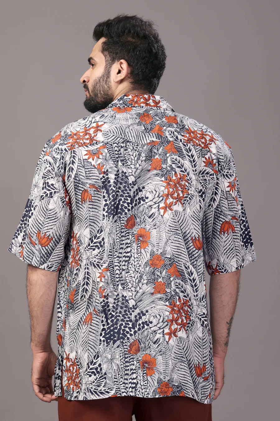 Tropical Black-Grey Relaxed Fit Shirt - Image 4