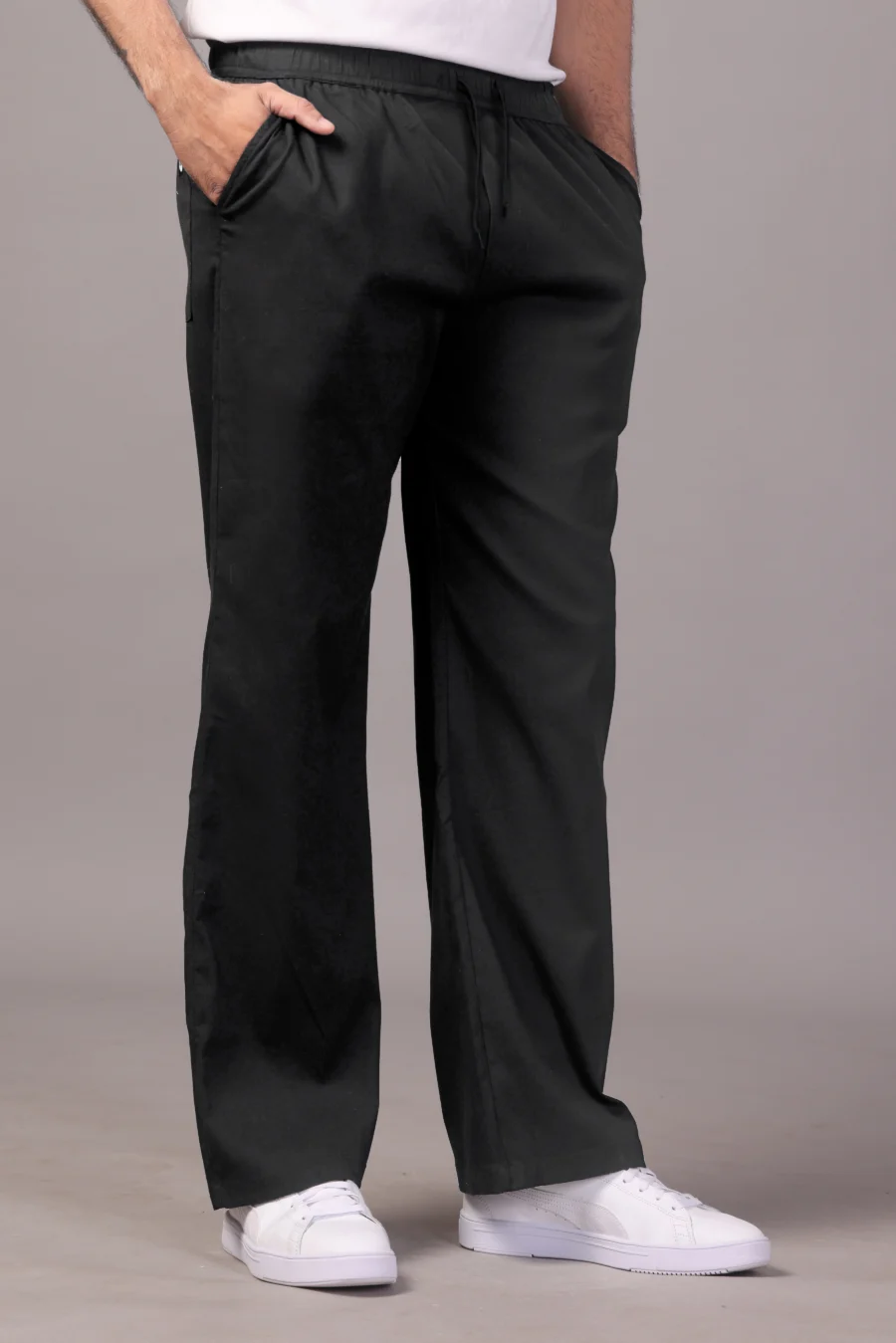 Black Corduroy Wide Leg Trousers - Image 3