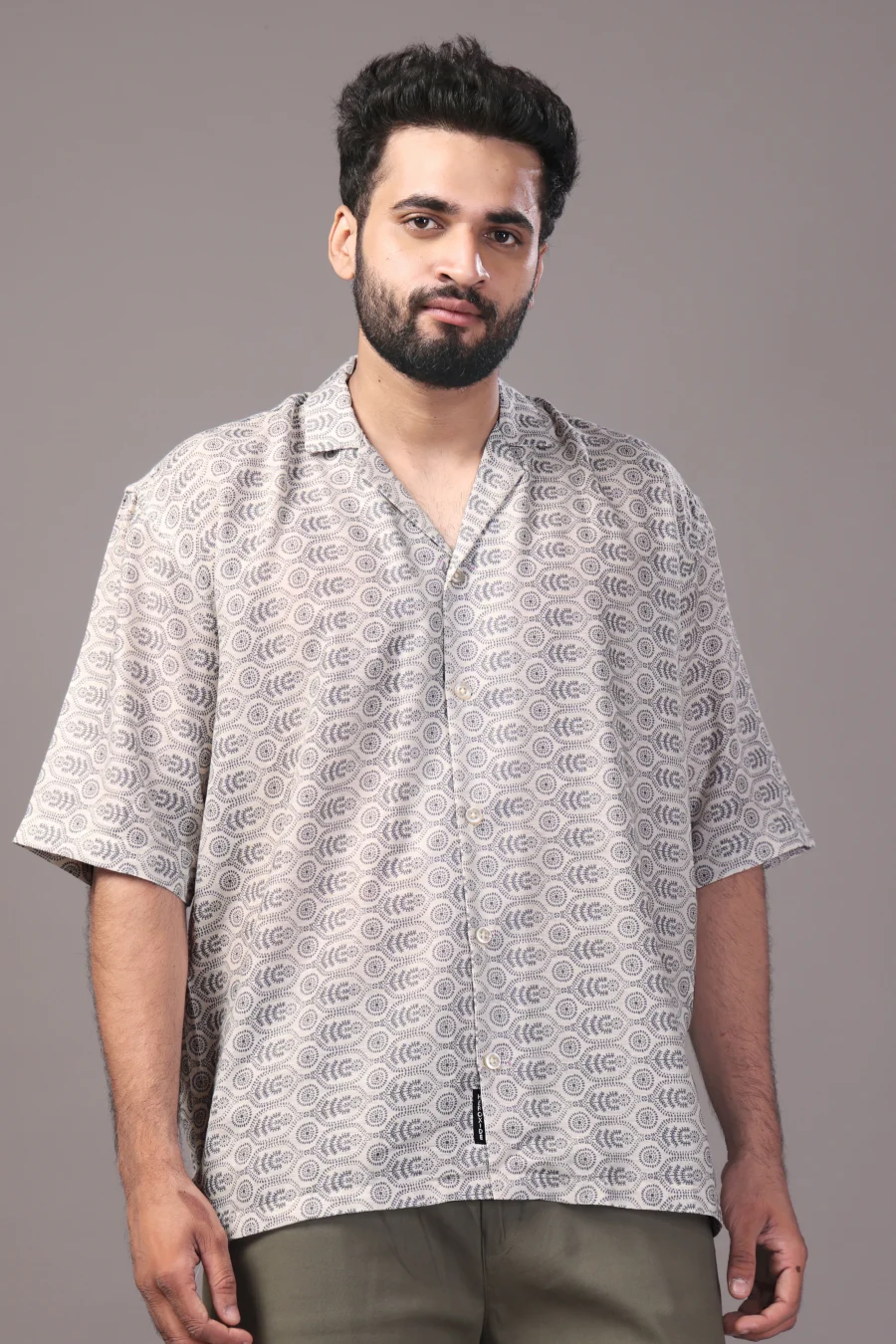 Silhouette Pattern Cream Relaxed Fit Shirt - Image 2