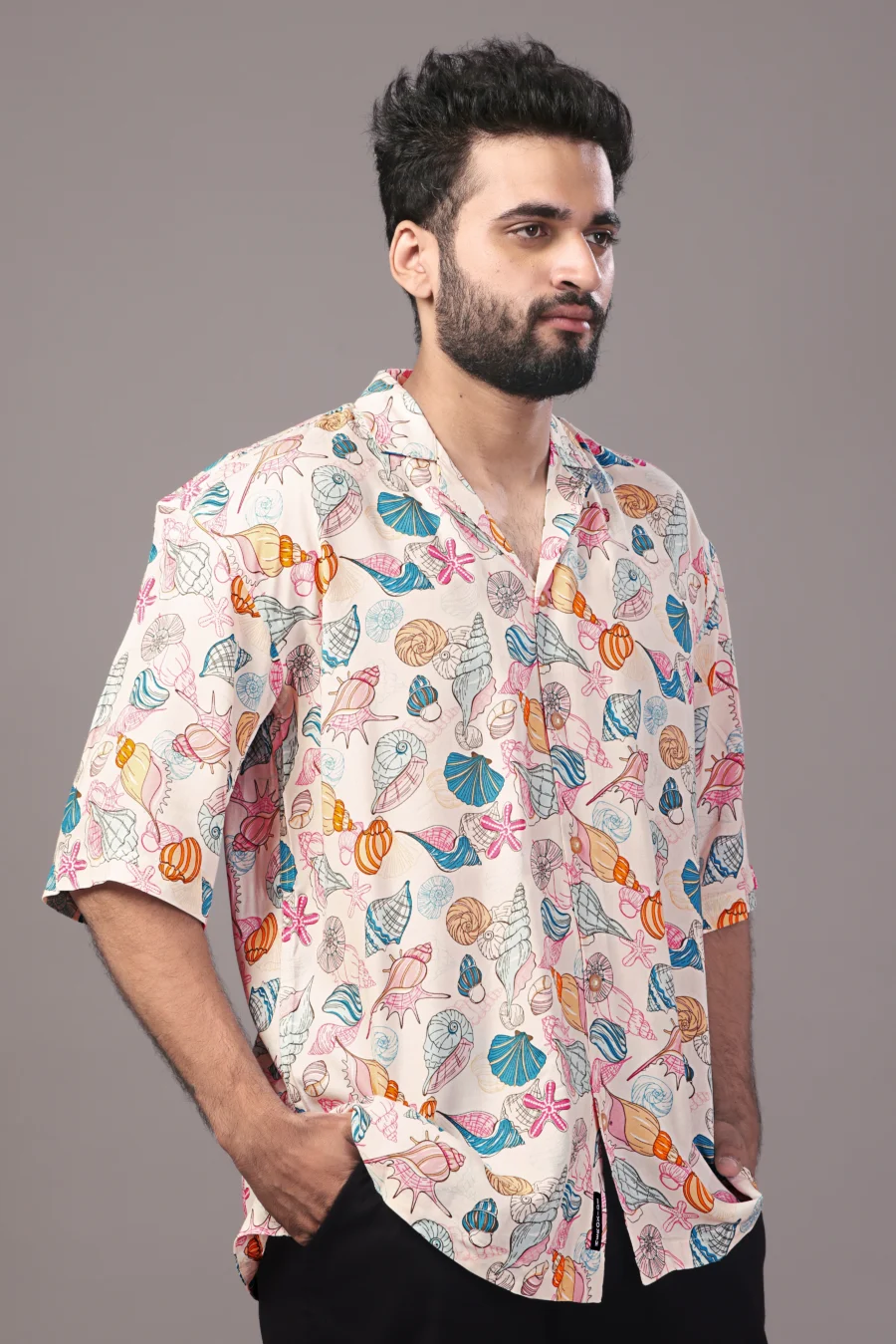 Marine Multicolored Beige Relaxed Fit Shirt - Image 3