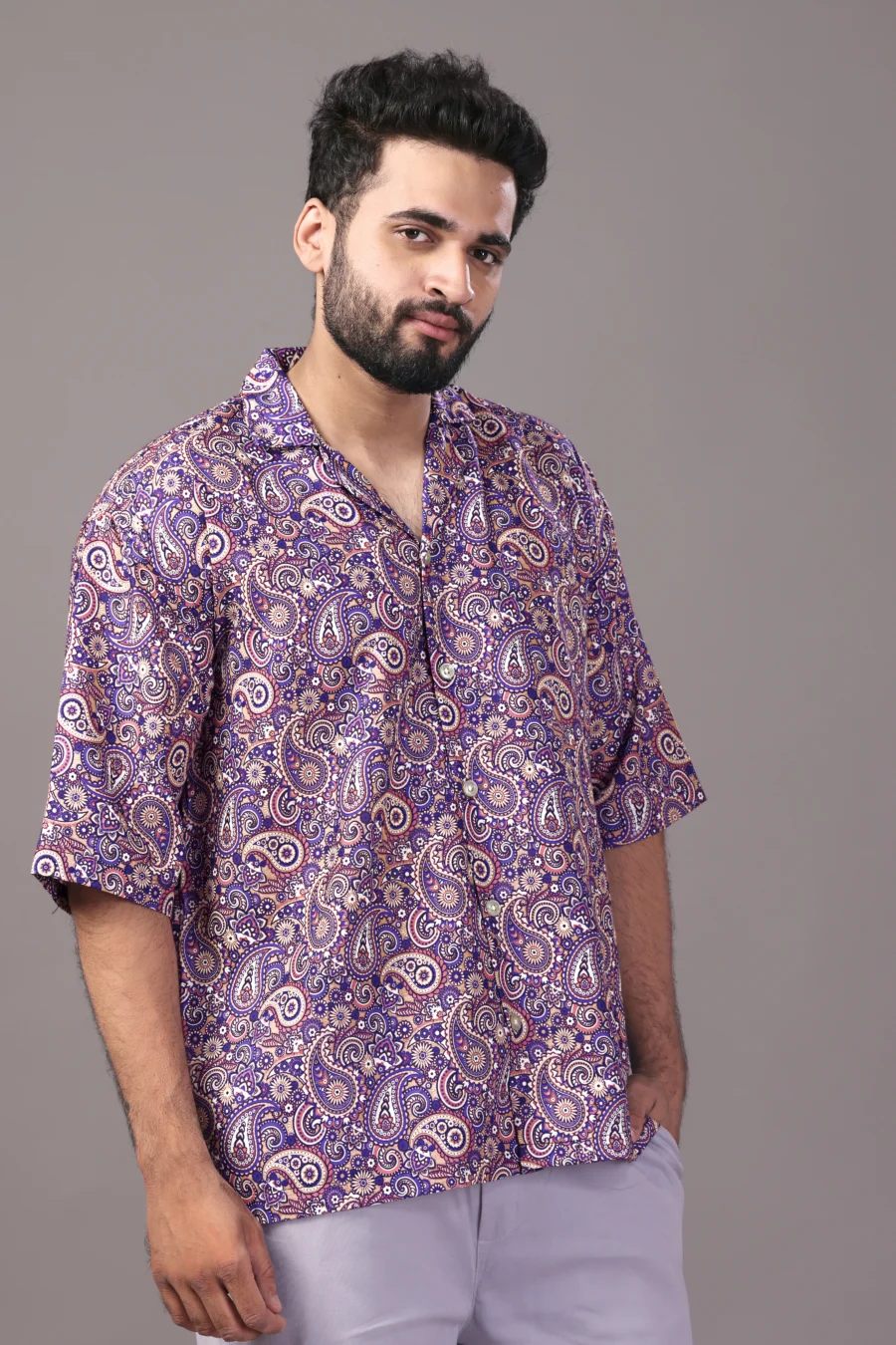 Paisley Purple Relaxed Fit Shirt - Image 3