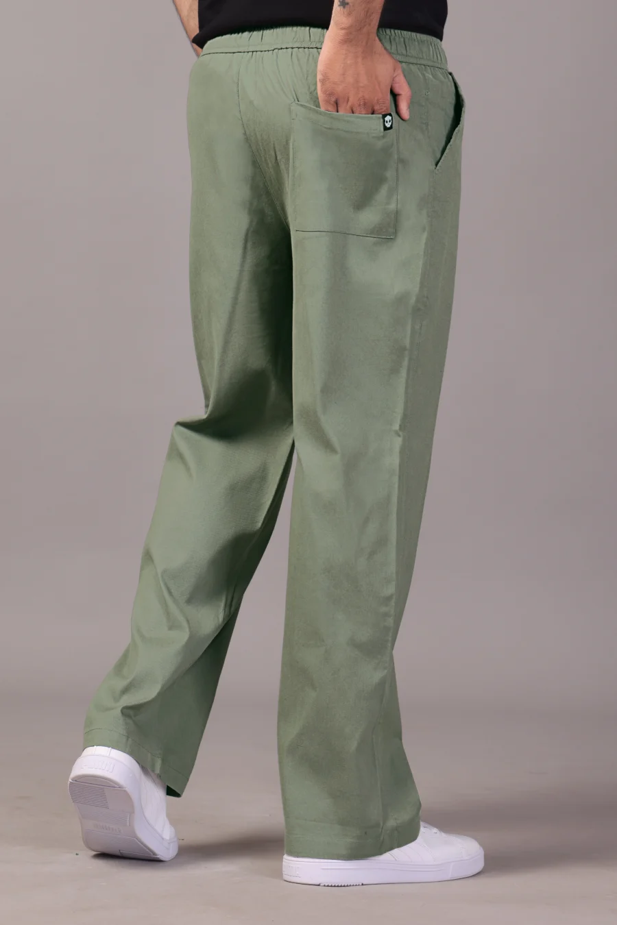 Olive Corduroy Wide Leg Trousers - Image 4